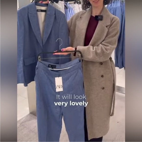 ZARA 2 PIECES MATCHING SET SHINY FABRIC JACKET & SHINY FABRIC STRAIGHT LEG PANTS - Picture 15 of 15